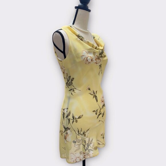 Dress‎ U by Sharon Vintage Womans Sleeveless Butter Yellow Floral Dress Size 7/8 - Picture 2 of 8